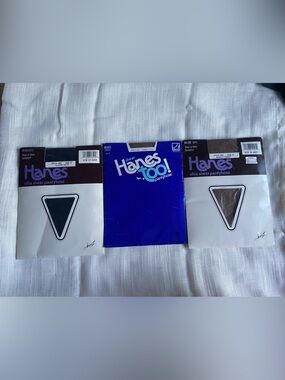 Vtg pack of 3 Hanes Ultra Sheer Hanes Too Pantyhose Sz C-D XL navy nude nylons
